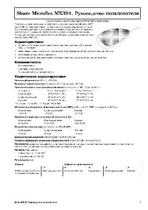 Инструкция Shure MX-391  ― Manual-Shop.ru