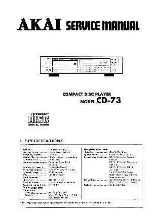 Сервисная инструкция Akai CD-73 ― Manual-Shop.ru