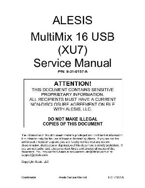 Сервисная инструкция Alesis MULTIMIX-16USB ― Manual-Shop.ru