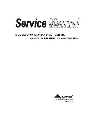 Сервисная инструкция Alto LYNX-MIX124, 164, 204USB, 124UM, MKII, 244USB ― Manual-Shop.ru