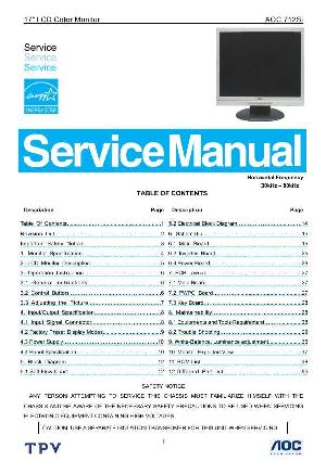 Сервисная инструкция AOC 712SI ― Manual-Shop.ru