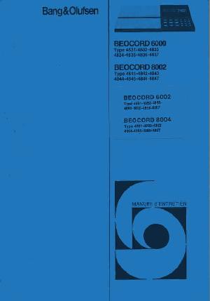 Сервисная инструкция Bang&Olufsen BEOCORD 6000, 6002, 8002, 8004 (Schematics) ― Manual-Shop.ru