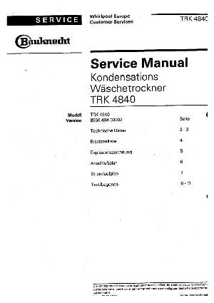 Сервисная инструкция Bauknecht TRK-4840 ― Manual-Shop.ru