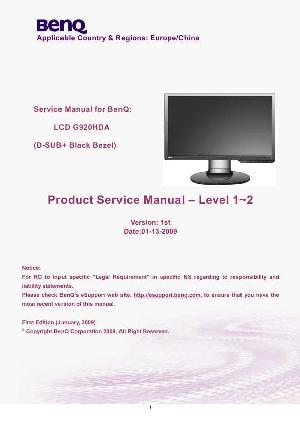 Сервисная инструкция Benq G920HDA ― Manual-Shop.ru