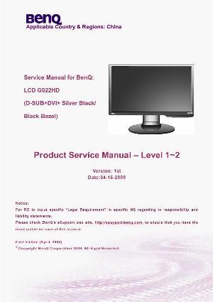 Сервисная инструкция Benq G922HD ― Manual-Shop.ru
