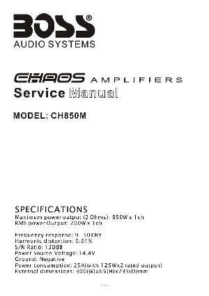 Сервисная инструкция Boss CH850M ― Manual-Shop.ru