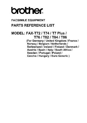Сервисная инструкция Brother Fax T7 Plus, T72, T74, T76, T82, T84, T86 Каталог запчастей ― Manual-Shop.ru