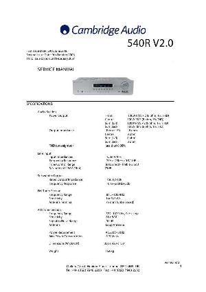 Сервисная инструкция Cambridge Audio 540R v2 ― Manual-Shop.ru