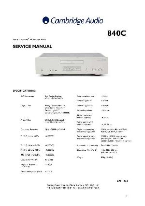 Сервисная инструкция Cambridge Audio 840C ― Manual-Shop.ru