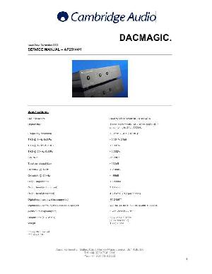 Сервисная инструкция Cambridge Audio DACMAGIC ― Manual-Shop.ru