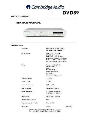 Сервисная инструкция Cambridge Audio DVD89 ― Manual-Shop.ru
