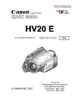 Сервисная инструкция Canon HV-20E ― Manual-Shop.ru