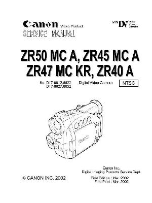 Service manual Canon ZR-40, ZR-45, ZR-47, ZR-50 ― Manual-Shop.ru