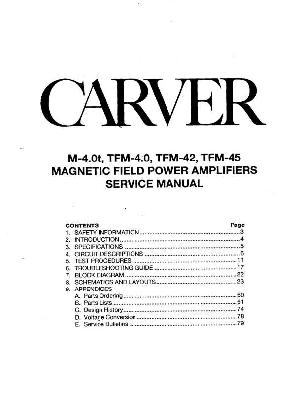 Сервисная инструкция Carver M-4.0T, TFM-4.0, TFM-42, TFM-45 ― Manual-Shop.ru