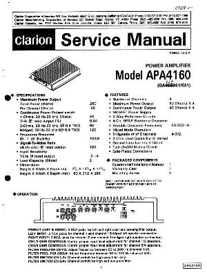 Сервисная инструкция Clarion APA4160 ― Manual-Shop.ru