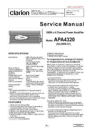 Сервисная инструкция Clarion APA4320 ― Manual-Shop.ru