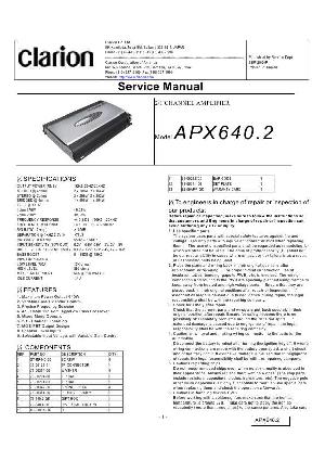 Сервисная инструкция Clarion APX640.2 ― Manual-Shop.ru