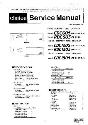 Сервисная инструкция Clarion CDC605, CDC1205, CDC1805, RDC605, RDC1205 (PE-2116, PE-2117, PE-2118) ― Manual-Shop.ru