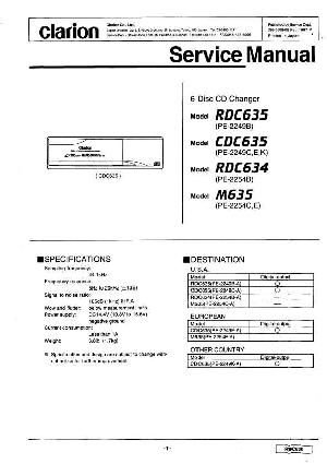 Сервисная инструкция Clarion CDC634, RDC634, RDC635, M635 (PE-2249X) ― Manual-Shop.ru