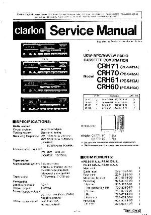 Сервисная инструкция Clarion CRH60, CRH61, CRH70, CRH71 (PE-9411A, PE-9412A, PE-9413A, PE-9414A) ― Manual-Shop.ru