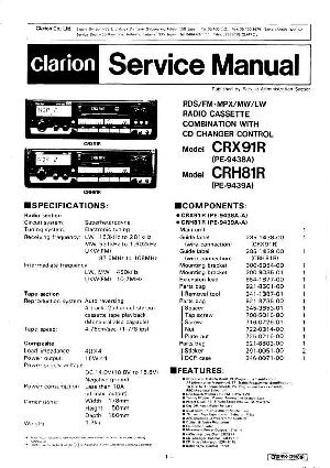 Сервисная инструкция Clarion CRH81R, CRH91R (PE-9438A, PE-9439A) ― Manual-Shop.ru