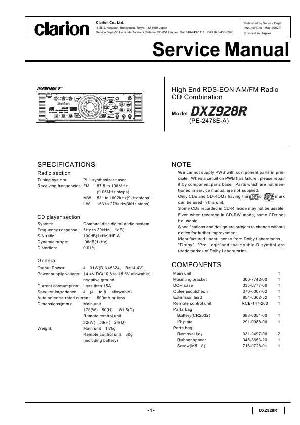 Сервисная инструкция Clarion DXZ-928R ― Manual-Shop.ru