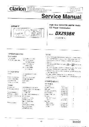 Сервисная инструкция Clarion DXZ-938R ― Manual-Shop.ru