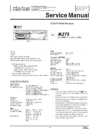 Сервисная инструкция Clarion M275 ― Manual-Shop.ru