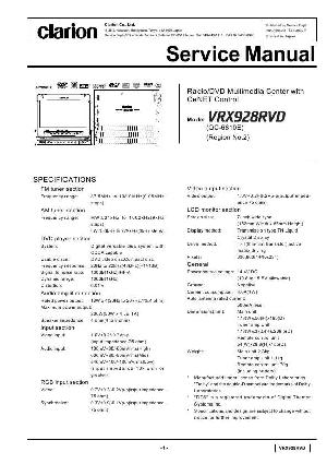 Сервисная инструкция Clarion VRX928RVD ― Manual-Shop.ru