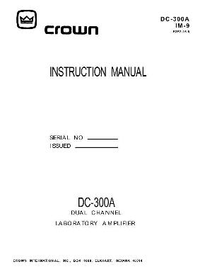 Сервисная инструкция Crown DC-300A ― Manual-Shop.ru