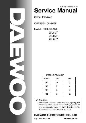 Сервисная инструкция Daewoo CM-905F chassis (DTD-29U8ME, 29U8MT, 29U8MP, 29U8MZ) ― Manual-Shop.ru