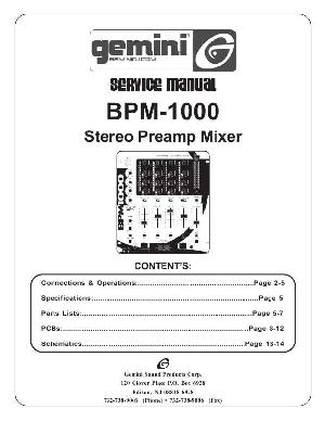 Сервисная инструкция Gemini BPM-1000  ― Manual-Shop.ru