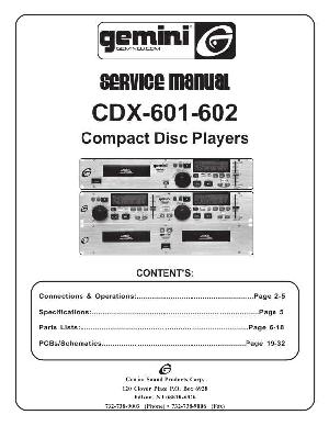 Сервисная инструкция Gemini CDX-601, CDX-602  ― Manual-Shop.ru