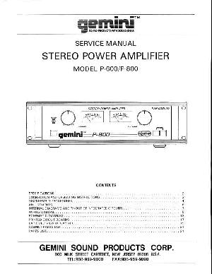 Сервисная инструкция Gemini P-600, P-800  ― Manual-Shop.ru