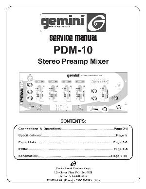 Сервисная инструкция Gemini PDM-10  ― Manual-Shop.ru