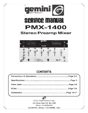 Сервисная инструкция Gemini PMX-1400  ― Manual-Shop.ru