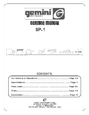 Сервисная инструкция Gemini SP-1  ― Manual-Shop.ru