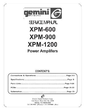 Сервисная инструкция Gemini XPM-600, XPM-900, XPM-1200  ― Manual-Shop.ru