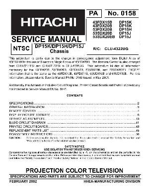 Сервисная инструкция Hitachi 43FDX15B, 53FDX20B, 53SDX20B ― Manual-Shop.ru