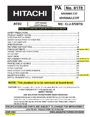 Сервисная инструкция Hitachi 50V500, 60V500A, LC37 LC37F ― Manual-Shop.ru