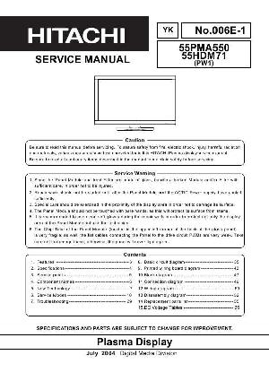 Сервисная инструкция Hitachi 55PMA550, 55HDM71 ― Manual-Shop.ru