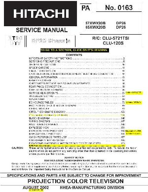 Сервисная инструкция Hitachi 57XWX20B, 65XWX20B, DP26 ― Manual-Shop.ru