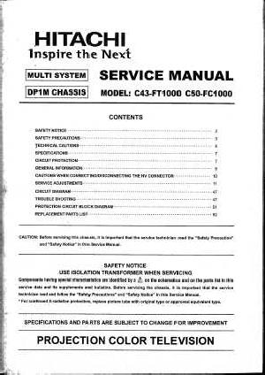 Service manual Hitachi C43-FT1000, C50-FC1000 ― Manual-Shop.ru