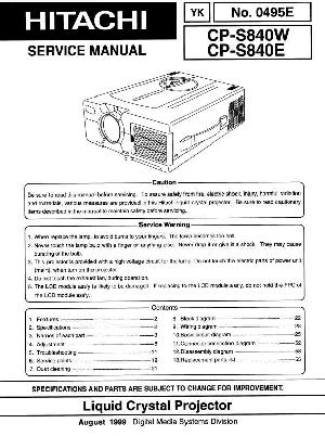 Сервисная инструкция Hitachi CP-S840 ― Manual-Shop.ru