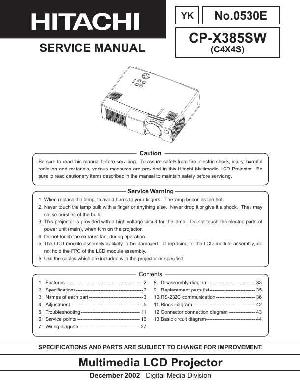Сервисная инструкция Hitachi CP-X385SW ― Manual-Shop.ru