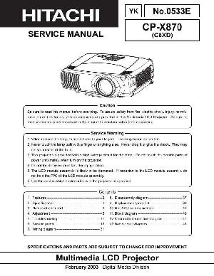 Сервисная инструкция Hitachi CP-X870 ― Manual-Shop.ru
