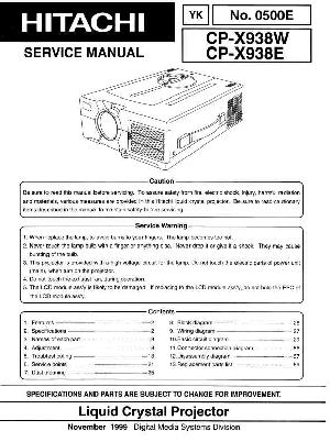 Сервисная инструкция Hitachi CP-X938 ― Manual-Shop.ru