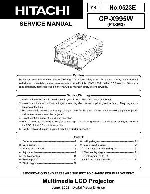 Сервисная инструкция Hitachi CP-X995W ― Manual-Shop.ru