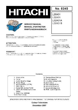 Сервисная инструкция Hitachi L26A01, L32A01 ― Manual-Shop.ru
