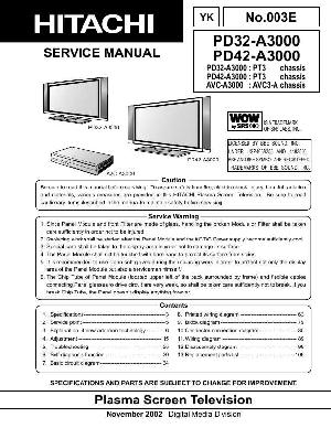 Сервисная инструкция Hitachi PD32, 42A3000 ― Manual-Shop.ru